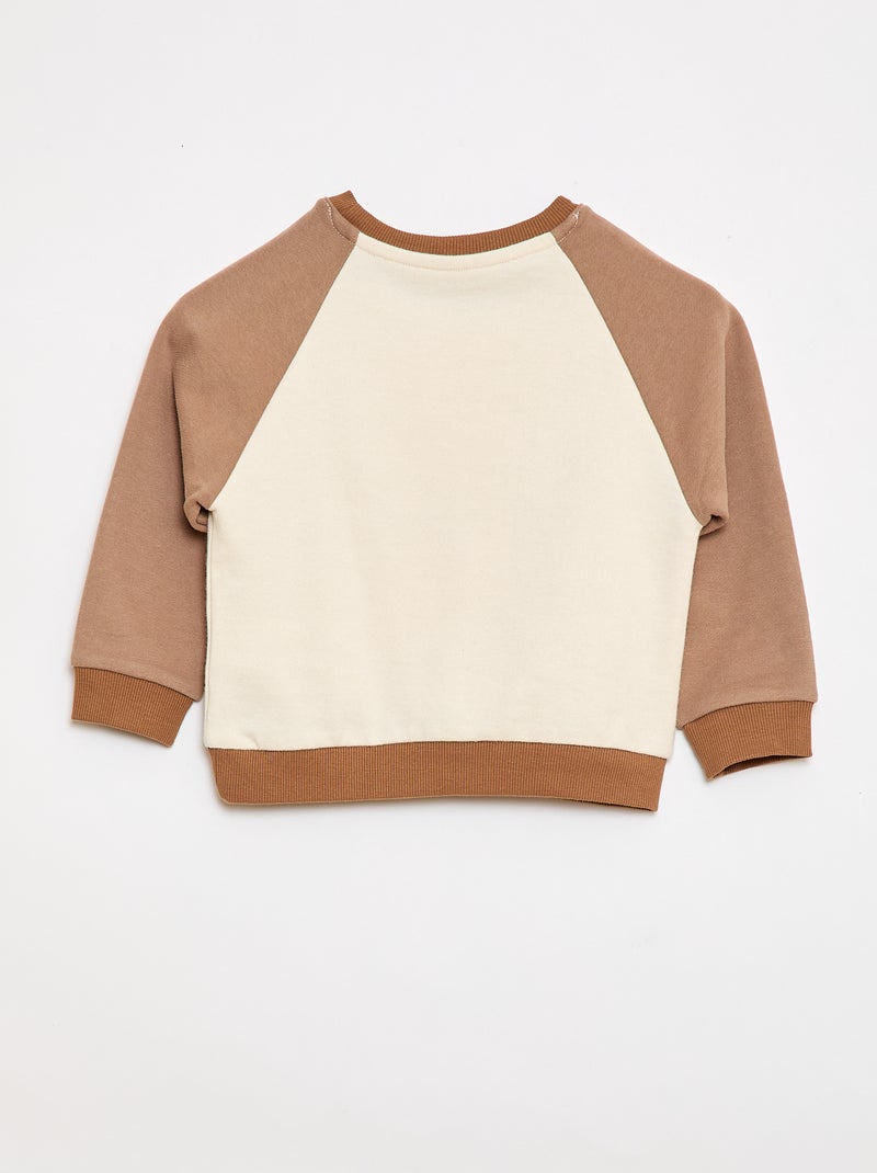 Sudadera felpa de algodón bicolor Beige - Kiabi