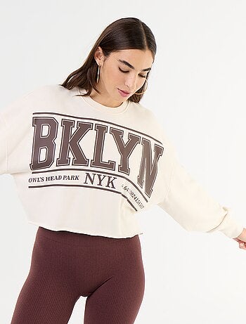Sudadera fina estampada con bajo sin rematar