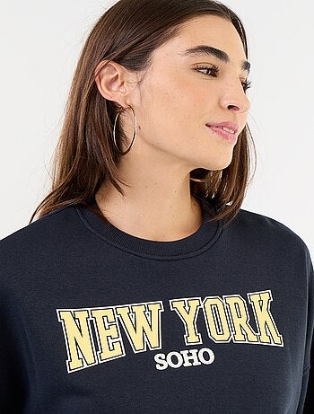 Sudadera fina estampada con bajo sin rematar