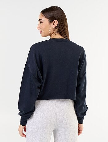 Sudadera fina estampada con bajo sin rematar