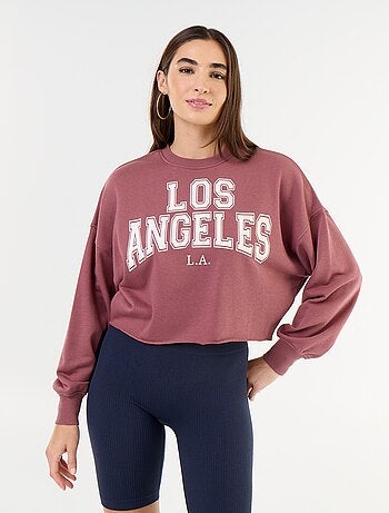 Sudadera fina estampada con bajo sin rematar