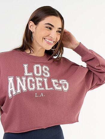 Sudadera fina estampada con bajo sin rematar