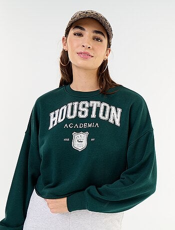 Sudadera fina estampada con bajo sin rematar