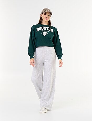 Sudadera fina estampada con bajo sin rematar