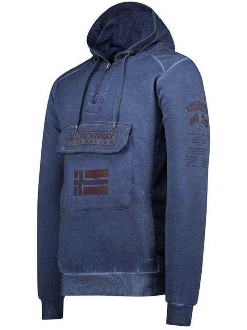 Sudadera gymclass eo diseño insignia de teñida con nudos para hombre - geographical norway Azul oscuro - Kiabi