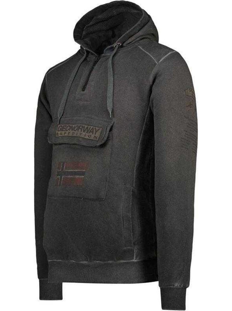 Sudadera gymclass eo diseño insignia de teñida con nudos para hombre - geographical norway Negro - Kiabi