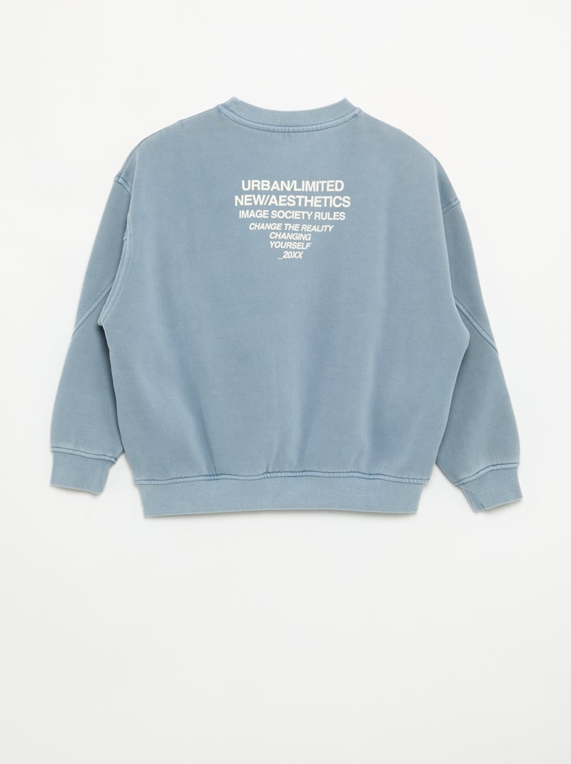 Sudadera holgada con cortes y bolsillo en el pecho Azul - Kiabi