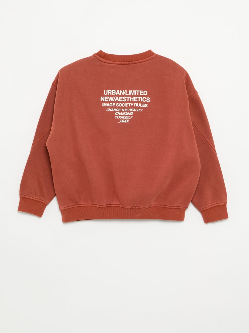 Sudadera holgada con cortes y bolsillo en el pecho Naranja - Kiabi