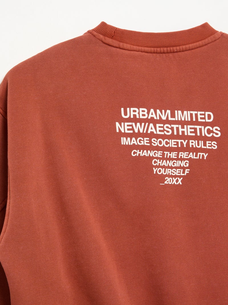 Sudadera holgada con cortes y bolsillo en el pecho Naranja - Kiabi