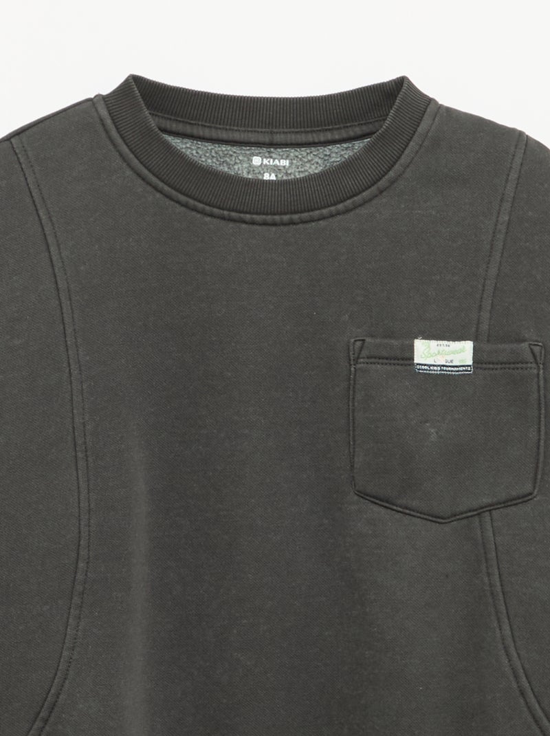 Sudadera holgada con cortes y bolsillo en el pecho Negro - Kiabi