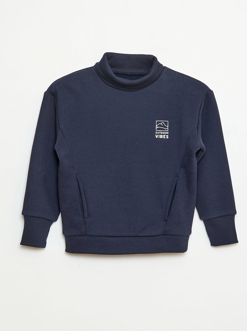 Sudadera holgada con cuello alto en polar Azul Niño