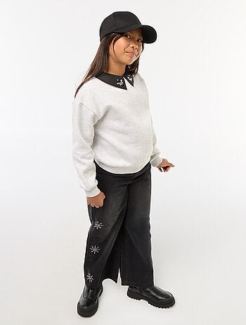 Sudadera holgada con cuello de strass