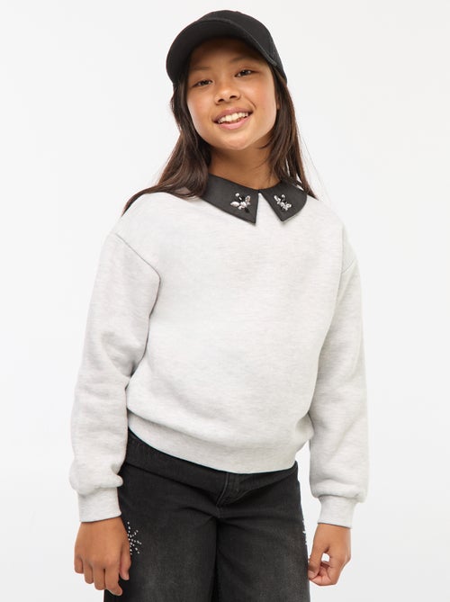 Sudadera holgada con cuello de strass - Kiabi