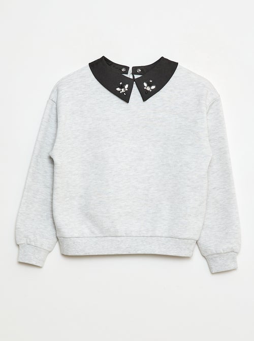 Sudadera holgada con cuello de strass - Kiabi