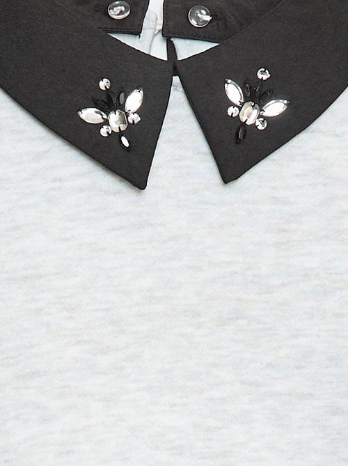 Sudadera holgada con cuello de strass - Kiabi