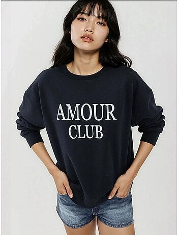 Sudadera holgada con cuello redondo y estampado hiccup