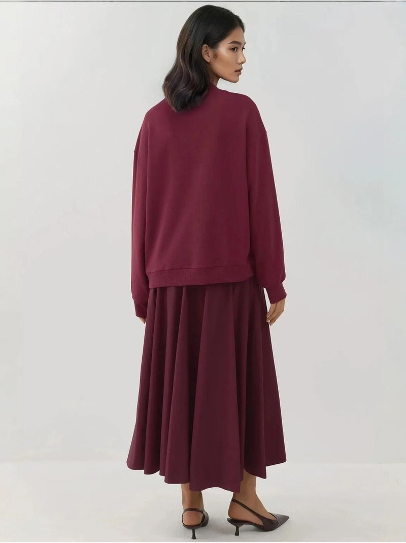 Sudadera holgada con cuello redondo y estampado hiccup Rojo oscuro - Kiabi