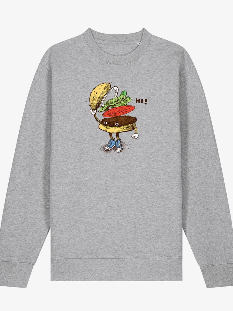 Sudadera Hombre - BURGER GREETING Gris jaspeado - Kiabi