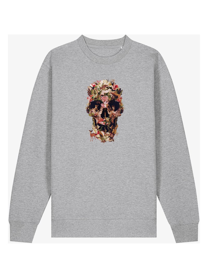 Sudadera Hombre - JUNGLE SKULL Gris jaspeado - Kiabi