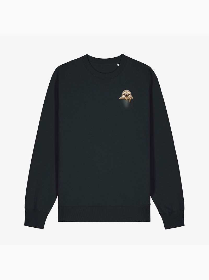 Sudadera Hombre - POCKET SLOTH Negro - Kiabi