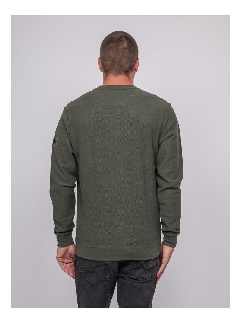 Sudadera hombre de cuello redondo WOUMEO Caqui - Kiabi