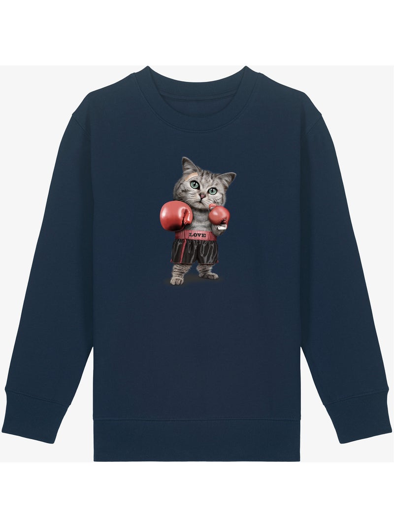 Sudadera infantil BOXING CAT Azul marino - Kiabi