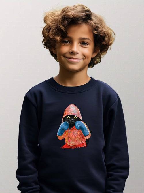 Sudadera infantil BOXING CAT BLACK - Kiabi