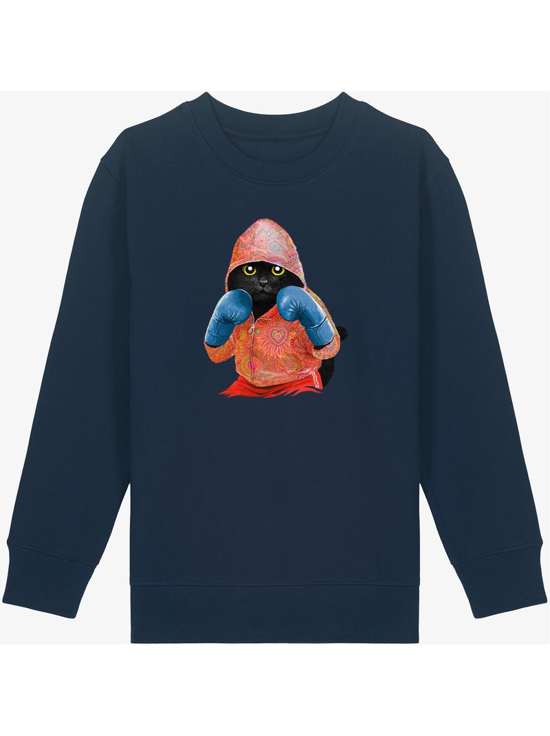 Sudadera infantil BOXING CAT BLACK Azul marino - Kiabi
