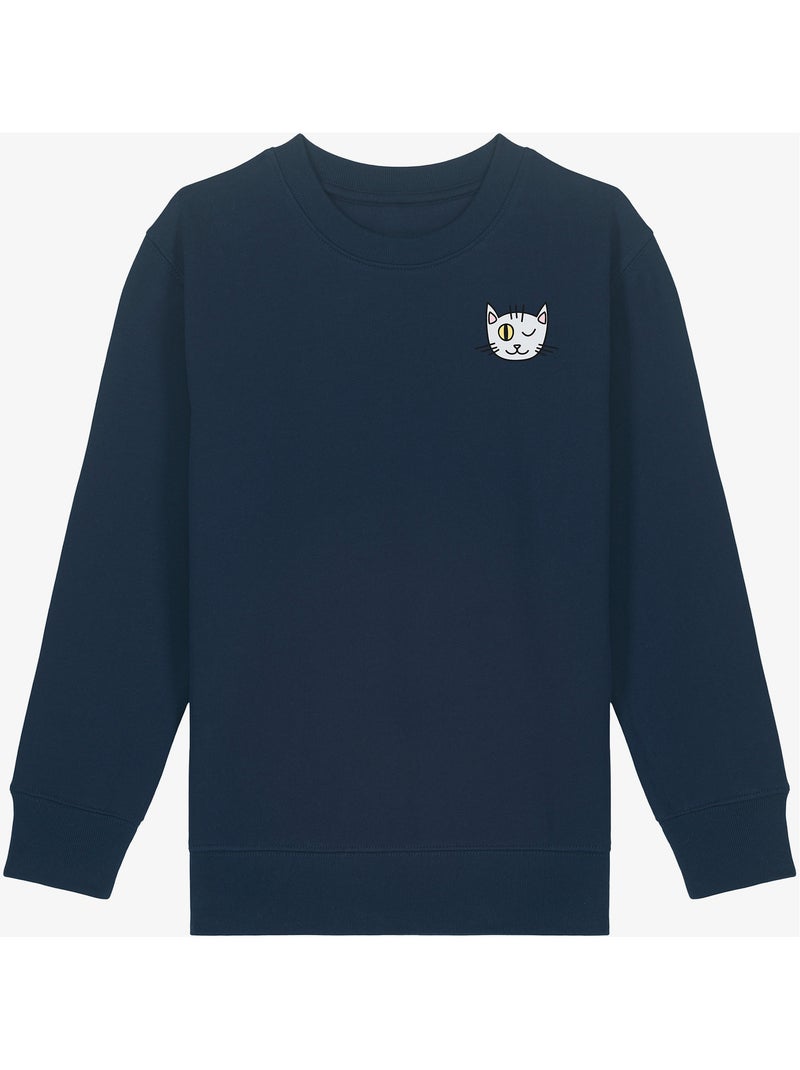 Sudadera infantil CHAT CLIN DOEIL CŒUR Azul marino - Kiabi