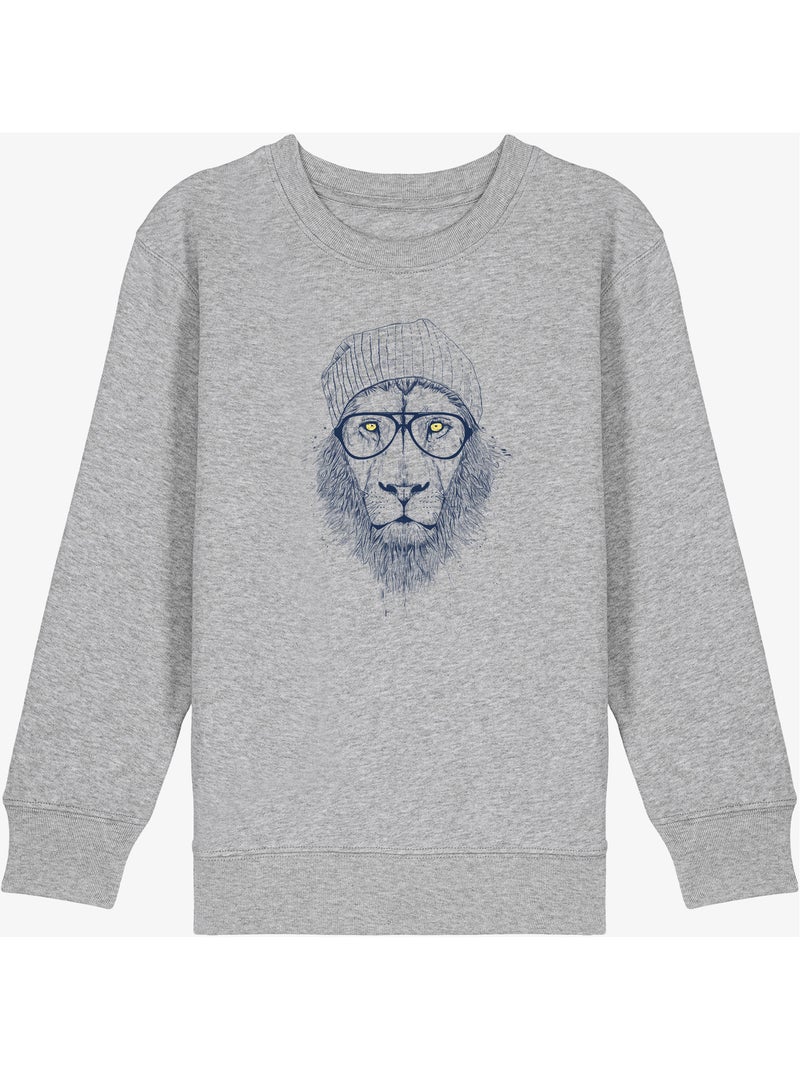 Sudadera infantil COOL LION Gris jaspeado - Kiabi