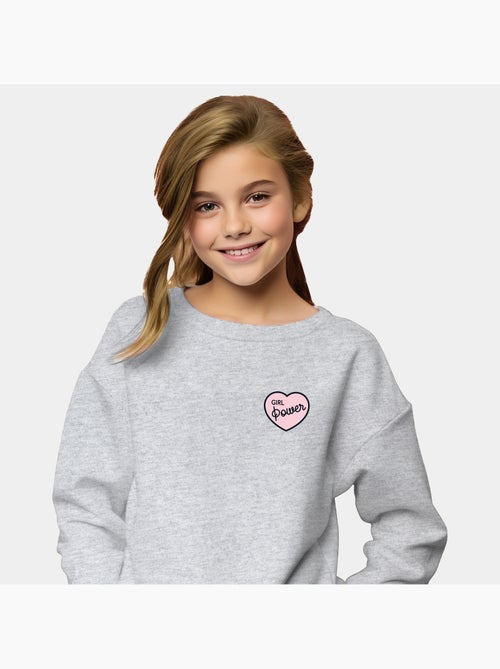Sudadera infantil GIRL POWER PINK HEART - Kiabi