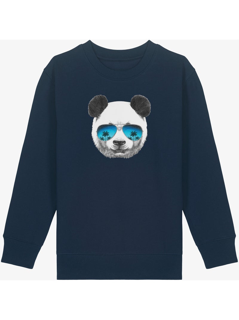 Sudadera infantil PANDA SUNGLASSES Azul marino - Kiabi