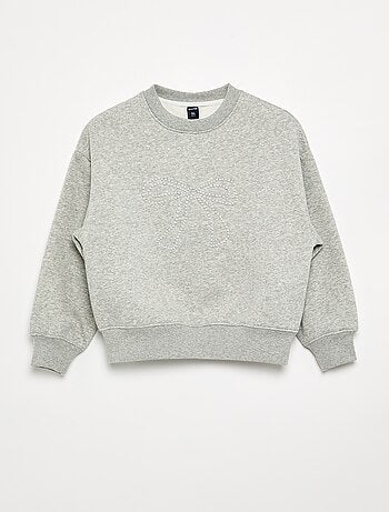 Sudadera jaspeada con detalles de perlas