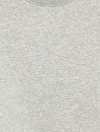 Sudadera jaspeada con detalles de perlas
