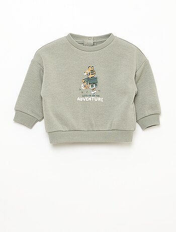 Sudadera jaspeada interior de terciopelo suave