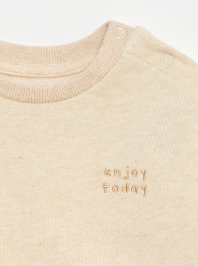 Sudadera jaspeada en felpa Beige - Kiabi