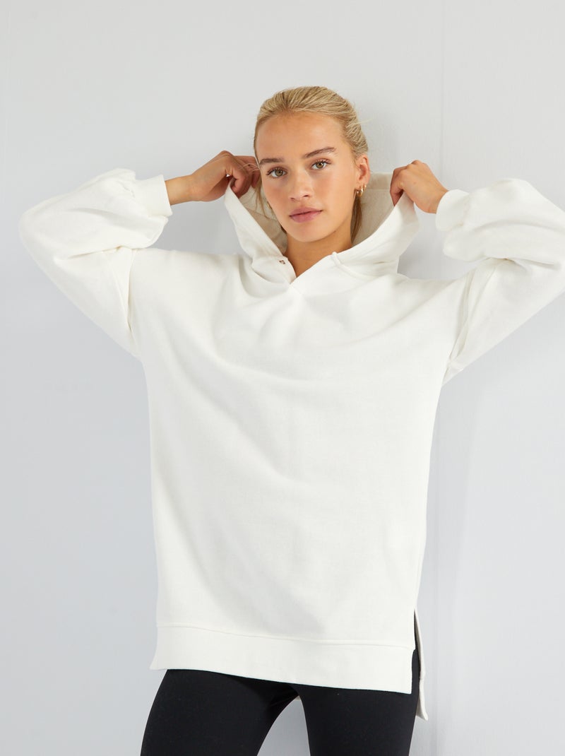 Sudadera larga con capucha BLANCO - Kiabi