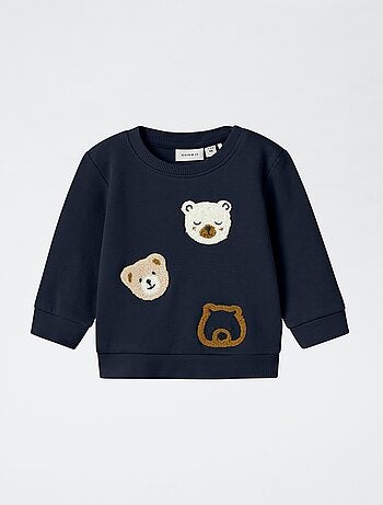 Sudadera ligera con adorno de 'oso' de punto de rizo