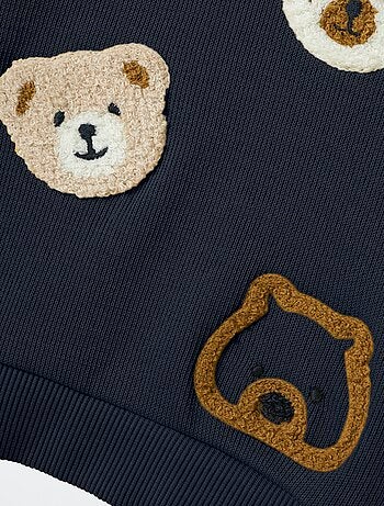 Sudadera ligera con adorno de 'oso' de punto de rizo