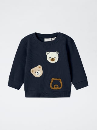 Sudadera ligera con adorno de 'oso' de punto de rizo