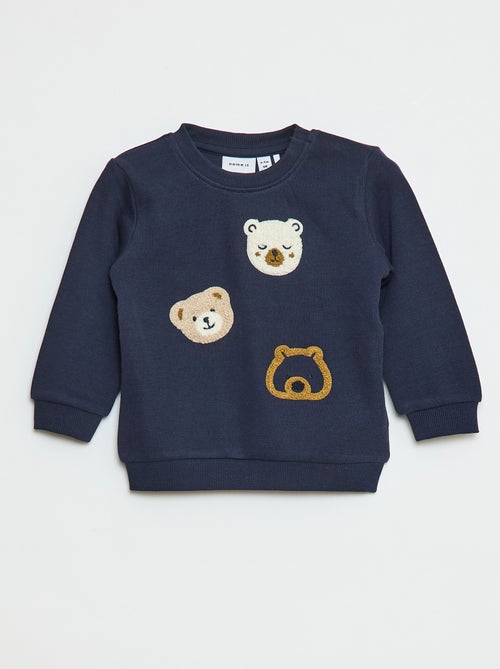 Sudadera ligera con adorno de 'oso' de punto de rizo - Kiabi