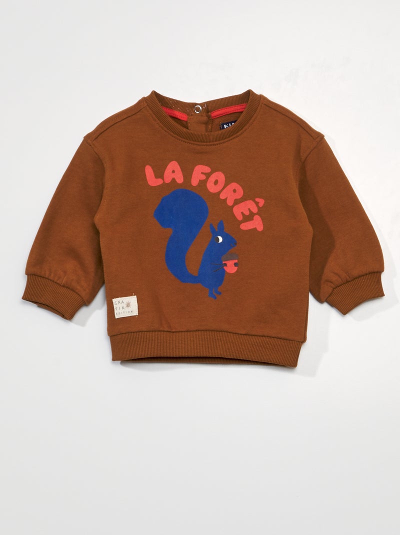 Sudadera ligera de chándal con estampado MARRON - Kiabi
