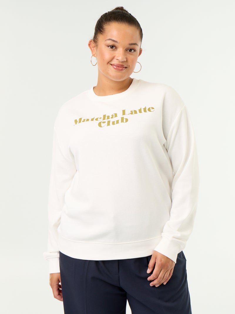 Sudadera ligera de felpa estampada Blanco - Kiabi