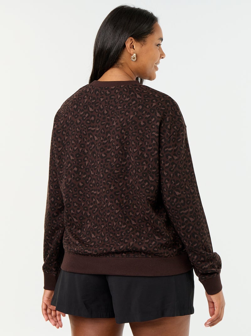 Sudadera ligera de felpa estampada Marron - Kiabi