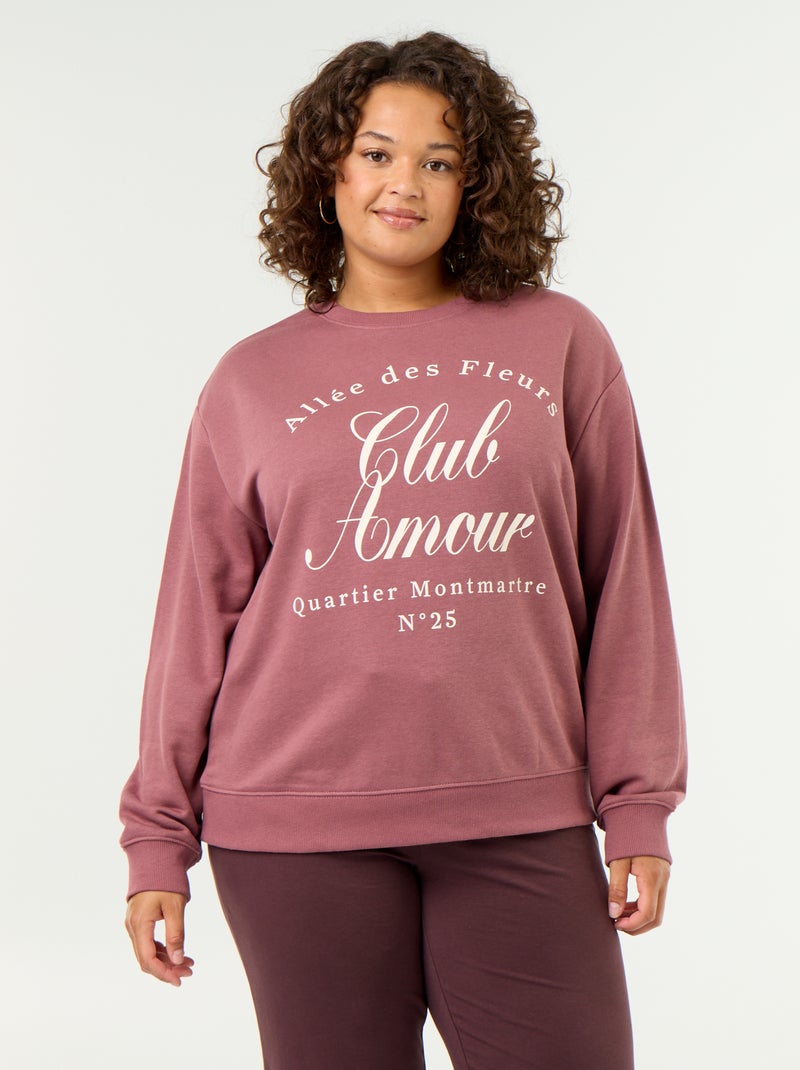 Sudadera ligera de felpa estampada Rosa - Kiabi