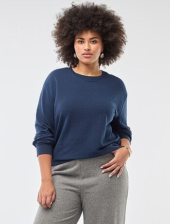 Sudadera ligera lisa de cuello redondo