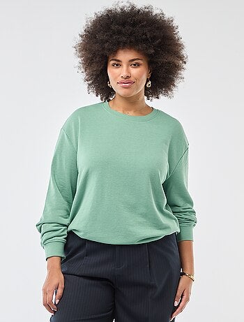 Sudadera ligera lisa de cuello redondo