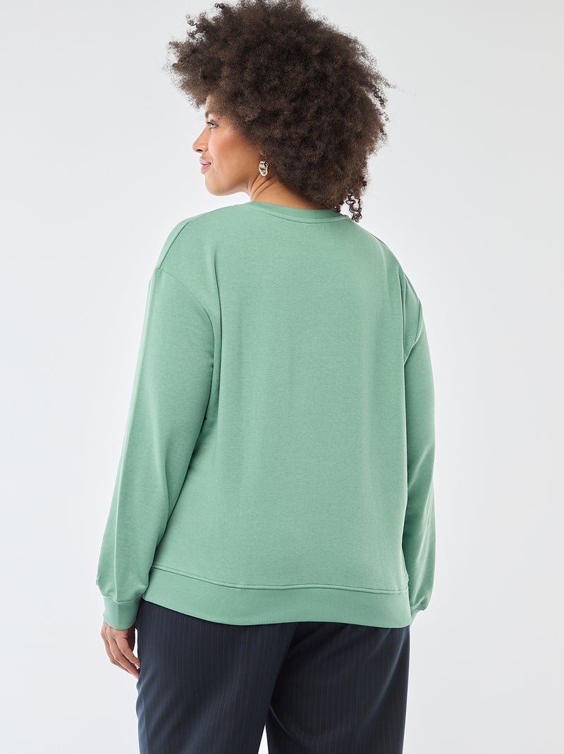 Sudadera ligera lisa de cuello redondo Verde - Kiabi