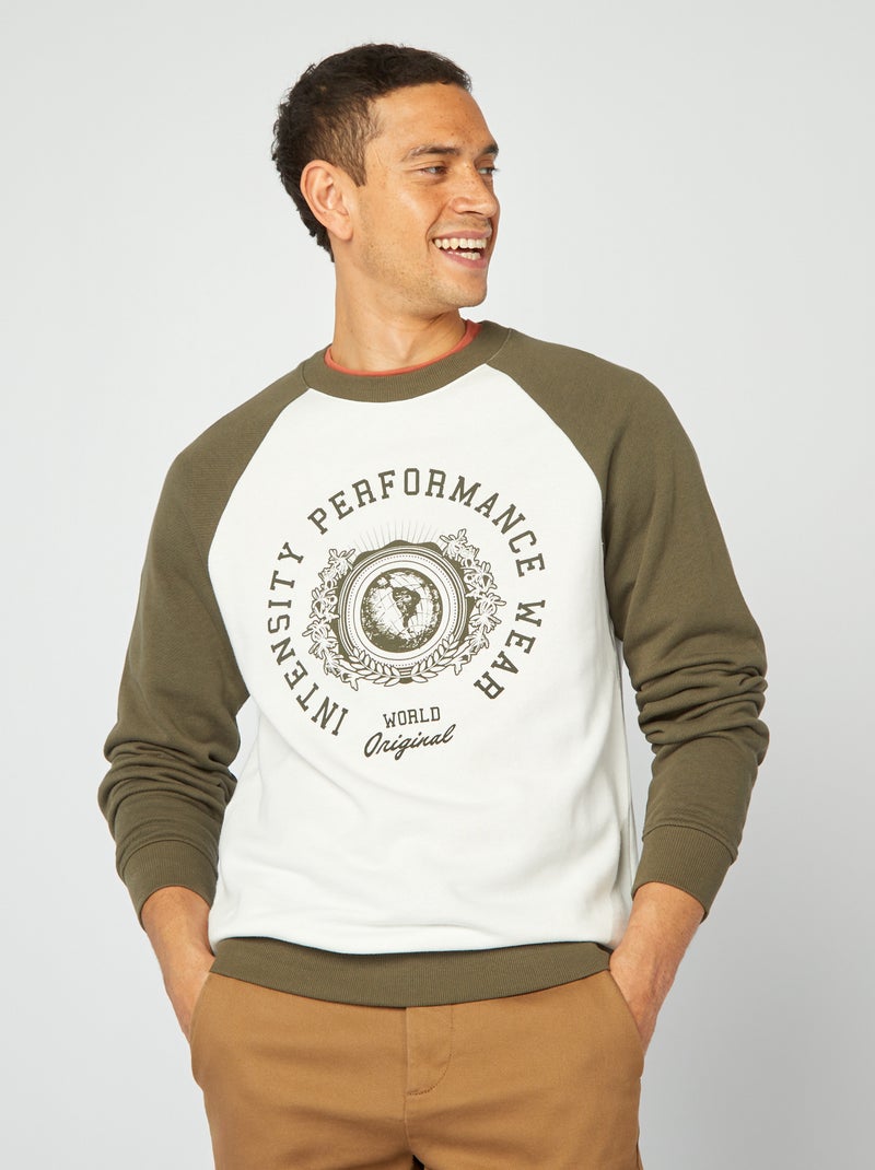 Sudadera ligera manga raglán KAKI - Kiabi