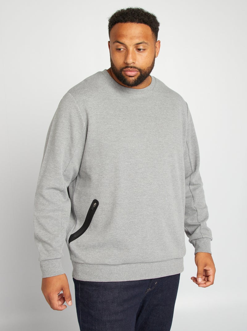 Sudadera lisa con bolsillos de cremallera GRIS - Kiabi